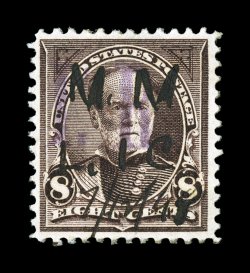 R156, 8c Violet brown, magenta I.R. provisional handstamped overprint, of the Michigan Mutual Life Insurance Co., with their July 12 (18)98 ms. cancel, one of the most
desirable examples extant, not only because it is completely sound, but als