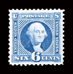 126, 6c Blue re-issue, exceedingly well centered although reperforated at top, brilliantly rich color on clean white paper, full o.g., lightly hinged, extremely fine
appearance only 2,226 sold clear 1989 PF certificate and a 2008 PF certificat