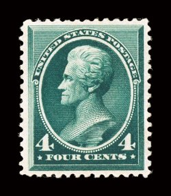 211, 4c Blue green, premium quality mint example that possesses excellent centering, rich luxuriant color and a razor-sharp impression, o.g., never hinged, extremely fine and
choice 1979 and 2000 PF certificates.