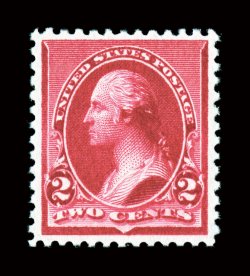 220, 2c Carmine, gorgeous radiant color and impression on brilliantly white paper, exceptionally well centered within large margins, o.g., n.h., extremely fine 1996 PF
certificate.