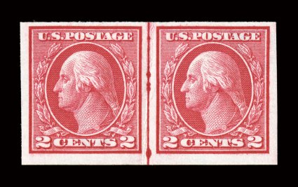 459, 2c Carmine imperforate coil, joint line pair with usual crease between stamps, strong color, o.g., lightly hinged, very fine.