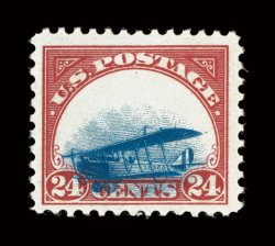 C3 var., 24c Carmine and rose, Grounded Plane variety, remarkably, we have a second example of this popular variety, this also with the wheels of the plane well into CENTS,
well centered and margined, wonderfully rich colors, o.g, relatively