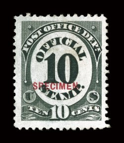 O51S, 10c Post Office, with Specimen overprint, a stunning example that possesses the largest margins we have ever seen on any Official specimen stamp, with huge borders all
around and wonderfully well centered within them, strong color an