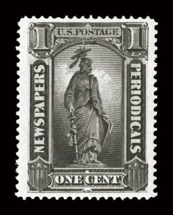 PR90, 1c Intense black, excellent centering within very wide margins, strong color and a highly detailed impression on bright white paper, o.g., n.h., extremely fine a
terribly elusive stamp in this select never hinged quality 2006 PSE certifi