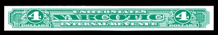 RJA104, $4.00 Green, unwatermarked, a gem unused example, brilliantly fresh, with four lavishly large and symmetrical margins, extremely fine.