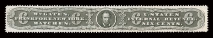 RO90a, Gates, Wm., 6c Black, a remarkably well centered example, small faults at top left not detracting from the extremely fine appearance.