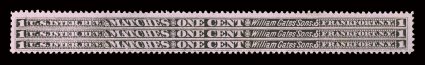 RO94c, William Gates Sons, 3c Black, pink paper, well centered, deep pink paper color, small thin spots, otherwise very fine.