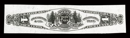 RS47b, Campion, J.W. & Co., 4c Black, silk paper imperforate, a handsome example with impressively large margins all around, much more difficult in this imperforate format
than the usual die cut examples, a few minor vertical creases, otherwise