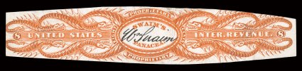 RS235d, Swain, Wm., 8c Orange, watermarked, die cut, bright color and strong impression, small faults as is usually found with this stamp, fine appearance.