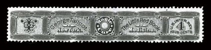 RS240b, George Tallcot, 4c Black, silk paper, nicely centered, minor flaws, very fine appearance.