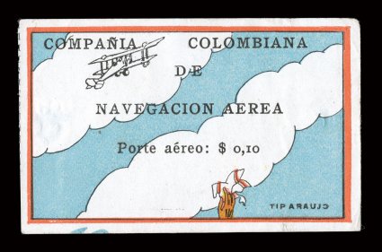 C3, 1920 10c Clouds and plane air post, without gum as issued, large balanced margins all around, vibrant colors on fresh paper, two thin spots and a mild corner crease,
extremely fine appearance.