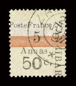 38, 1897 5a & 50c Red on straw, Yvert type IV, light c.d.s. postmark, attractive colors, fine signed Calves (Yvert 46 Ç4,000).