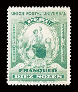159, 1899 10S Blue green, excellent centering, bright color, o.g., lightly hinged, very fine signed Senf.