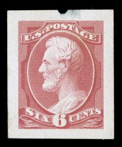 208P2a, 6c Rose, Panama-Pacific small die proof on wove, another example in yet an even different unissued shade than the previous lot, this being in a bright almost pinkish
shade, usual slight paper toning as found on all existing examples,