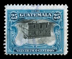 141a, 1911 25c Blue and black, Center Inverted, used, centered to the bottom as are all other examples we are aware of, deep colors, faint violet postmark, fine a very scarce
stamp as less than 45 used examples are thought to exist.