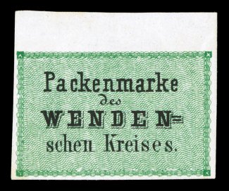 L3c, 1863 (4k) Blue green and black, Background Inverted, select mint single, being an incredibly fresh top sheet-margin example, with large margins all around, deep rich
color, full o.g., h.r., very fine and quite choice signed A. Diena (Miche