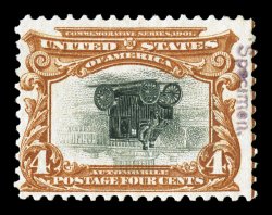 296aSE, 4c Pan-American, Centered Inverted, with Specimen type E overprint, an unusually fresh and choice example of this rare Center Inverted specimen, with neat violet
Specimen. handstamp placed vertically in right hand margin (reading dow