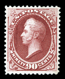 155, 90c Carmine, uncommonly well centered and margined, deeply rich color and a well incised impression, full o.g., lightly hinged, very fine a desirable example of this
exceedingly scarce and challenging mint stamp 2002 PF certificate.