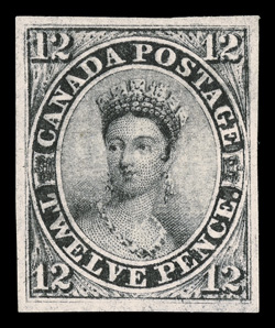 3, 1851 12p Black on laid paper, an absolutely superb mint example of this legendary classic rarity, brilliantly fresh and crisp overall, with intense color and a highly
detailed impression, four large and wonderfully well balanced margins, imma