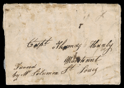[Illinois Territory] Interesting early autograph letter signed by Indian sub-agent John Campbell from Fort Edwards, Illinois Territory, to Capt. Thomas Hanly, a merchant in
St. Louis. He has sold a soldiers horse that :The Iaway Indians were