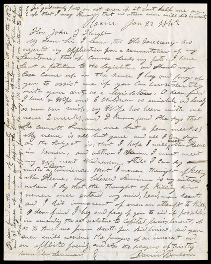 [Racine, Wisconsin, Bonham Murder], four important legal history items concerning the murder of Henry Keene, the first in the newly formed Waukesha County, Wisconsin, by David
Bonham in May 1846. Bonham was convicted and sentenced to be executed