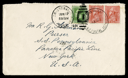 [Pitcairns Islands -19281930 Letters] Fairclough-Tolman correspondence, lot of five letters and covers sent from Richard Fairclough on Pitcairn to Robert Tolman in New York,
the covers have New Zealand stamps tied by Pitcairn Island New Zealand