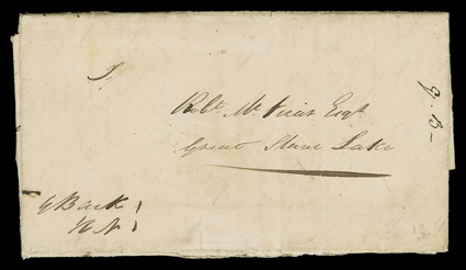 Back, George, Autograph letter signed by explorer and HBC trader George Back, York Factory, July 16, 1822. He writes to factor Robert McVicar at Fort Resolution, Great Slave
Lake, about his own travels and the dispositions of personnel: Willia