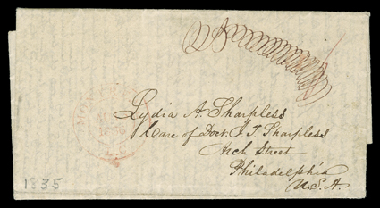 [Fort Vancouver, John Townsend] eastbound folded letter with integral address leaf from John Kirk Townsend datelined Fort Vancouver, Oregon Territory, Dec. 18th, 1836
(transparently for 1835), carried by Hudsons Bay Co. express up the Colu