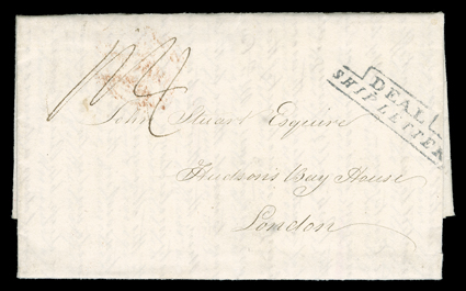 [En Route, AM McCloud] folded Autograph Letter Signed with integral address leaf of A.M. McLeod datelined En Route, August 7th, 1838 written while with the Hudsons Bay Co.
canoe brigade express traveling from Fort Chipewyan on Lake Athabasca t