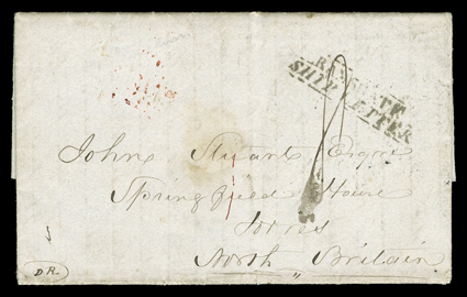 [Norway House, Donald Ross] August 12th, 1844 folded Autograph Letter Signed with integral address leaf from Donald Ross datelined Norway House, 12th Aug 1844 and carried by
Hudsons Bay Co. canoe brigade express up the Nelson river to York Fac