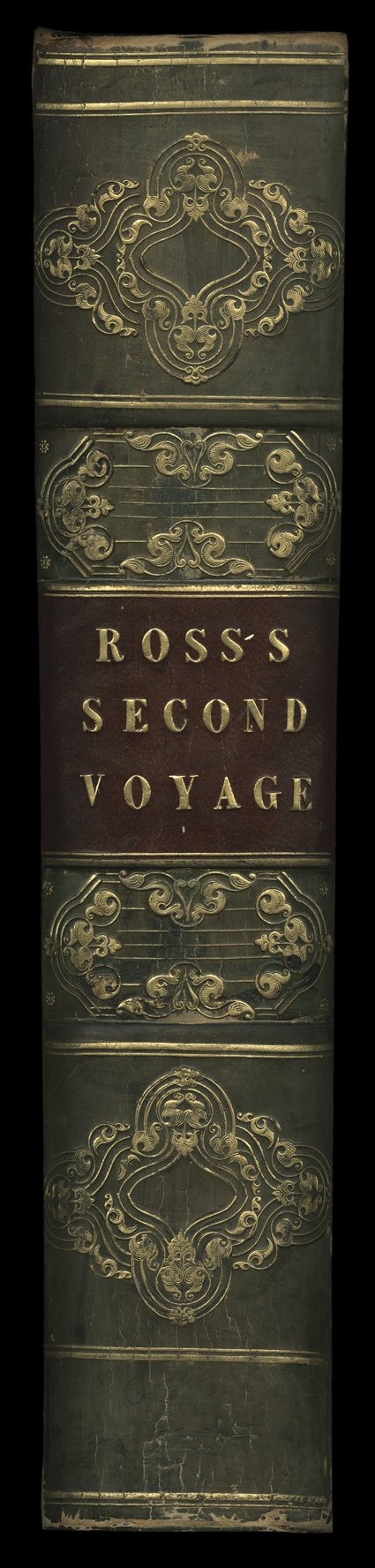 Narrative of a Second voyage in Search of a North-West Passage…, Ross, Sir John. London, A.W. Webster, 1835. First edition. 4to, half leather and cloth, gilt spine, marbled
endpapers. Folding map partly hand-colored, 31 maps and plates, nine