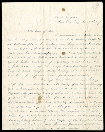 [Charles Webster Correspondence] Battle of Vera Cruz US Consul Tehauntepec Route Board and interesting collection of over 144 letters and documents by and about Charles R.
Webster, a US quartermaster in the 1st NY Infantry during the Mexican Wa
