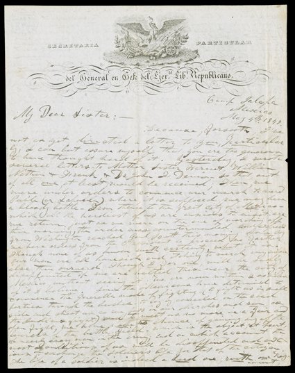 [Mexican War balance] Letters Group of twelve letters from soldiers involved in the Mexican War, 1846-51. They include the usual complaints about money criticism of the
prosecution of the war news of victories impressions of the major figures