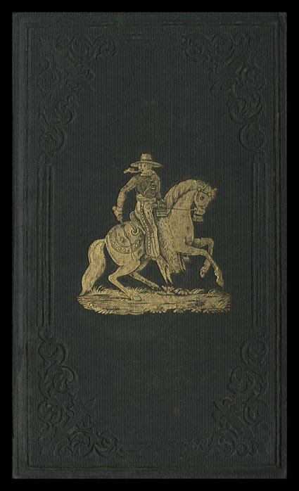 Commerce of the Prairies or the Journal of a Santa Fe Trader., Josiah Gregg. New York, Henry G. Langley, 1844. Volume II only of two volumes. 12mo, green cloth with gilt
illustration, spine. Risvold label on pastedown. Foxed extremities, crac