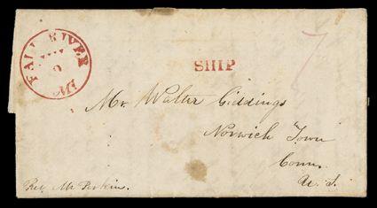 [Henry Bridgeman Brewer from Oregon] folded letter about ransonomed a slave from the grave, signed with integral address leaf datelined Oregon Territory Columbia River Sept.
27, 1844 and endorsed to by carried by Rev. Mr Perkins via ship arou
