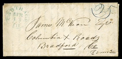 [Description of Nauvoos Growth], Good content letter by O. McKean of Carthage, Illinois, September 10, 1840. McKean and his wife write to his brother James and his wife in
Bradford County, PA. He reports on the dangers of the frontier: One band