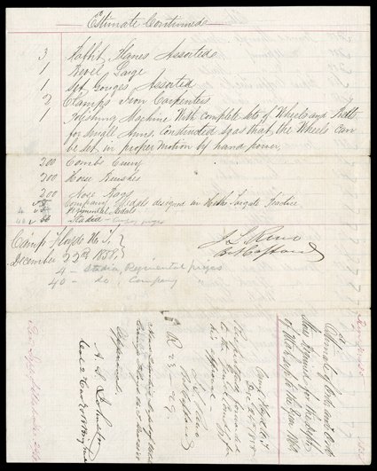 [The Utah War, Albert Sidney Johnston],  An incredible group of six letters, three entirely in Johnstons hand, 1857-58, while a colonel commanding the Army of Utah with one
document signed by Johnston and by Jesse L. Reno. Johnston had been sen