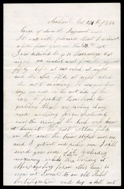 [Richards Correspondence, 1864-1865], A group of 24 letters, most by Union soldier Amasa K. Richards, who writes home to his wife, Mary, in South Plymouth, Minnesota, and then
at Sturbridge, Massachusetts after she has gone to stay with relatives