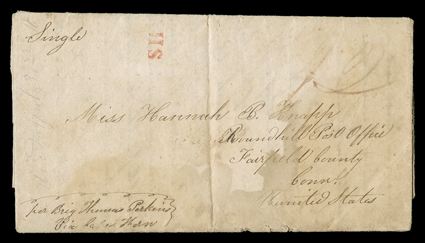 [Hawaiian Missionary Letter via Cape Horn, 1839] December 19, 1839 closely written four-page folded letter to Roundhill, Ct.,  What a blessed thing it would be if every ship
that visited heathen nations carried with them the influence of the g