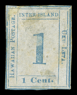 12, 1c Light blue on bluish white, Plate 2-A, Type VIII, Position 4, close margins, repaired, with the top left corner added, some staining, a presentable and genuine unused
example of this rare Numeral 2004 PF certificate.