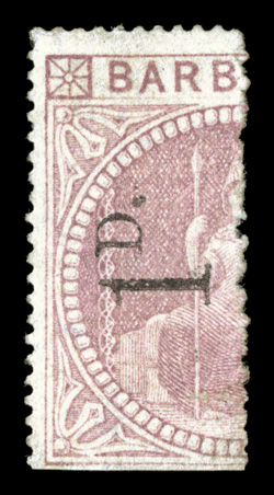 57, 1878 1d. surcharge on half of 5- Dull rose, rare unused example, warm color, regummed, faint trace of a crease, fine signed H. Bloch and accompanied by a clear 2006
Brandon certificate (as part original gum) and a 2009 BPA certificate (S