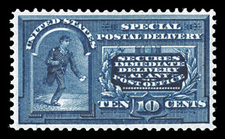 E5, 10c Blue, well centered, lovely rich color, o.g., n.h., choice very fine 1997 PF certificate.