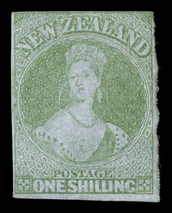 1- green, unused with small part original gum, clear to large margins nearly all round small faults though of good appearance. R.P.S. Certificate (2000). Sc. 6 S.G. 6,
£40,000.