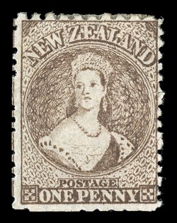 1d. brown, two examples in slightly varying shades, both fresh with part original gum one with perf. partially trimmed off at foot, the other quite well centred, and 2d.
vermilion, unused with part original gum, central thin speck. R.P.S. Certif