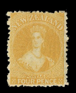 4d. orange-yellow, three examples with part to large part original gum, fresh colors, one well-centered for this stamp. R.P.S. Certificate (2006) for each. Sc. 49 S.G. 139,
£540.