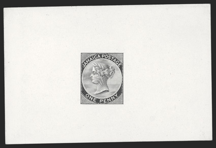 S.G. 1P, 1860 1d Die proof in black on glazed card, 92x60mm, without date or markings, fresh and extremely fine (Scott 1P).