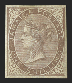 S.G. 1-2, 4, 6 vars., 1860 1d Blue, 2d Rose, 4d Brown-orange and 1- Yellow-brown, imperforate imprimaturs, clear to mostly large margins all around, part o.g., h.r., 1d a bit
soiled, otherwise fine-very fine and scarce first two ex-Cameron
