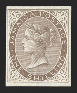 S.G. 6 var., 1860 1- Yellow-brown, imperforate imprimatur, ample to large margins all around, incredibly fresh and bright, full clean o.g., l.h., very fine and choice (Scott 6
var.).