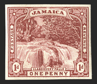 S.G. 31TC, 1900 1d Trial color proof in Lake on unwatermarked paper, o.g., h.r., very fine and rare (Scott 31TC).