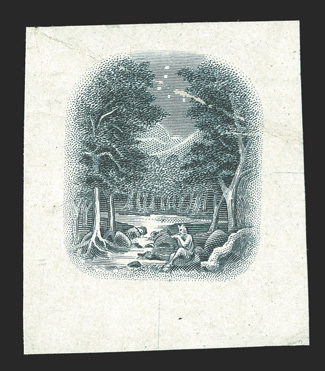 S.G. 88E, 1921 5- Vignette only die essay in indigo on glazed proof paper, 27x32mm, slight diagonal crease, otherwise fine ex-Surtees (Scott 86E).